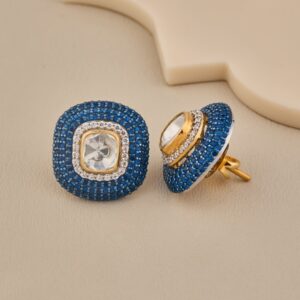 Midnight Blue Sparkle CZ Stud Earrings - 5