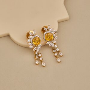 Radiant Yellow CZ and White CZ Dangle Earrings - 3