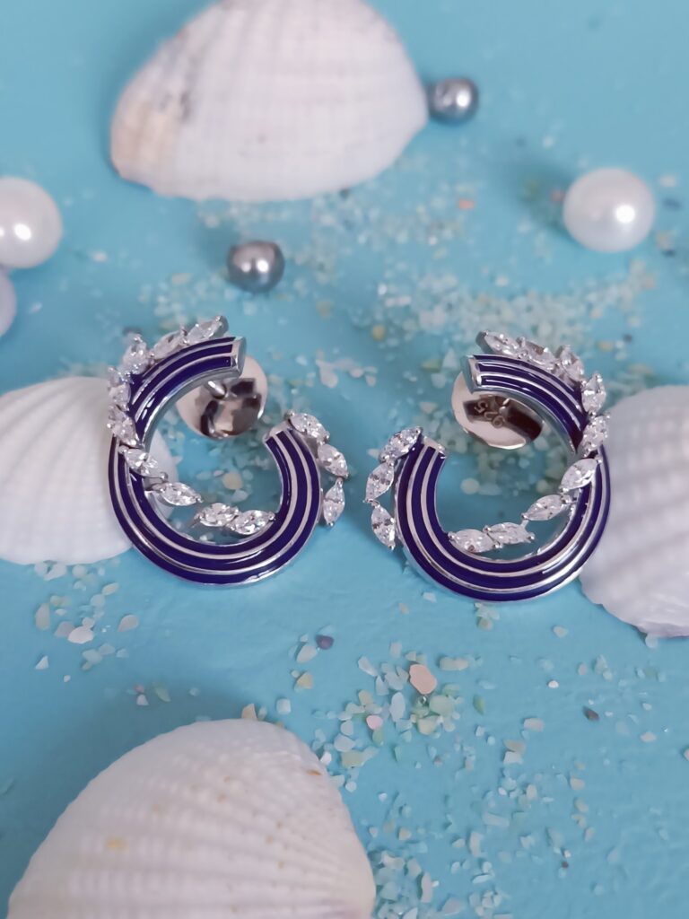 Blue Enemal Earring