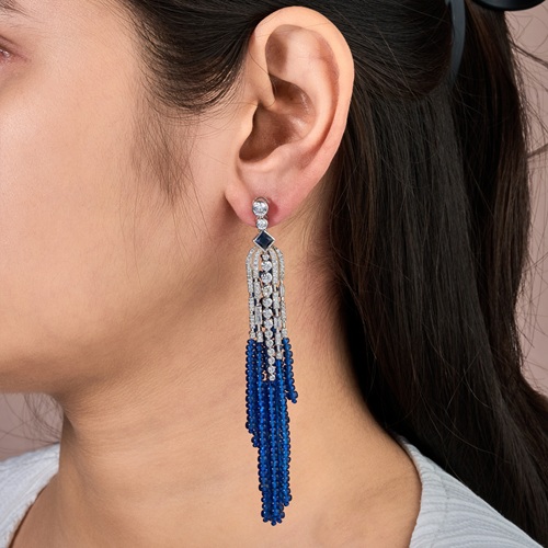 Blue Sapphire Bead Earring