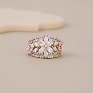 Floral Burst CZ Designer Ring - 1