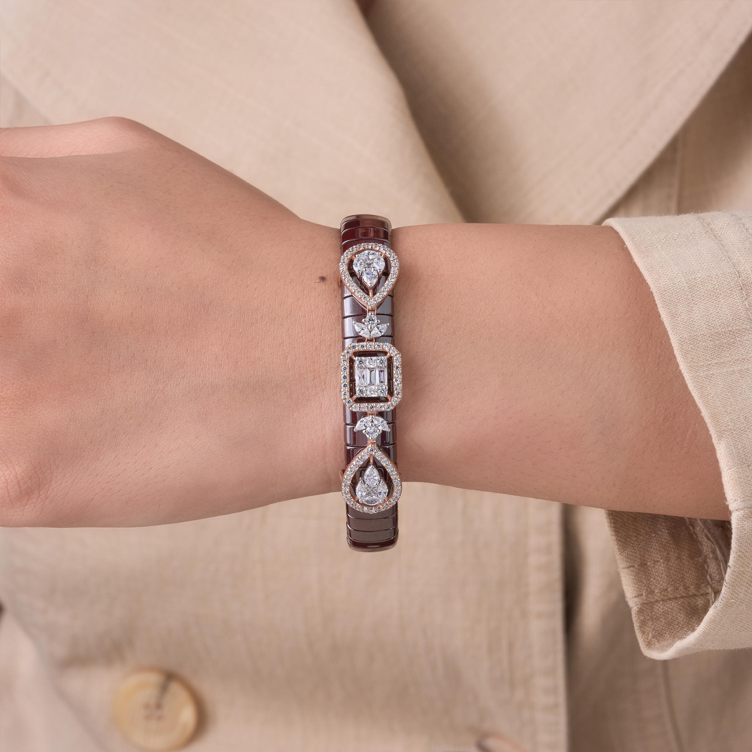 Geometric Bloom Brown CZ Bracelet - 3