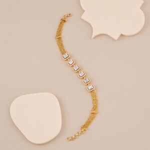 Elara Square Halo Designer Mesh Bracelet - 1