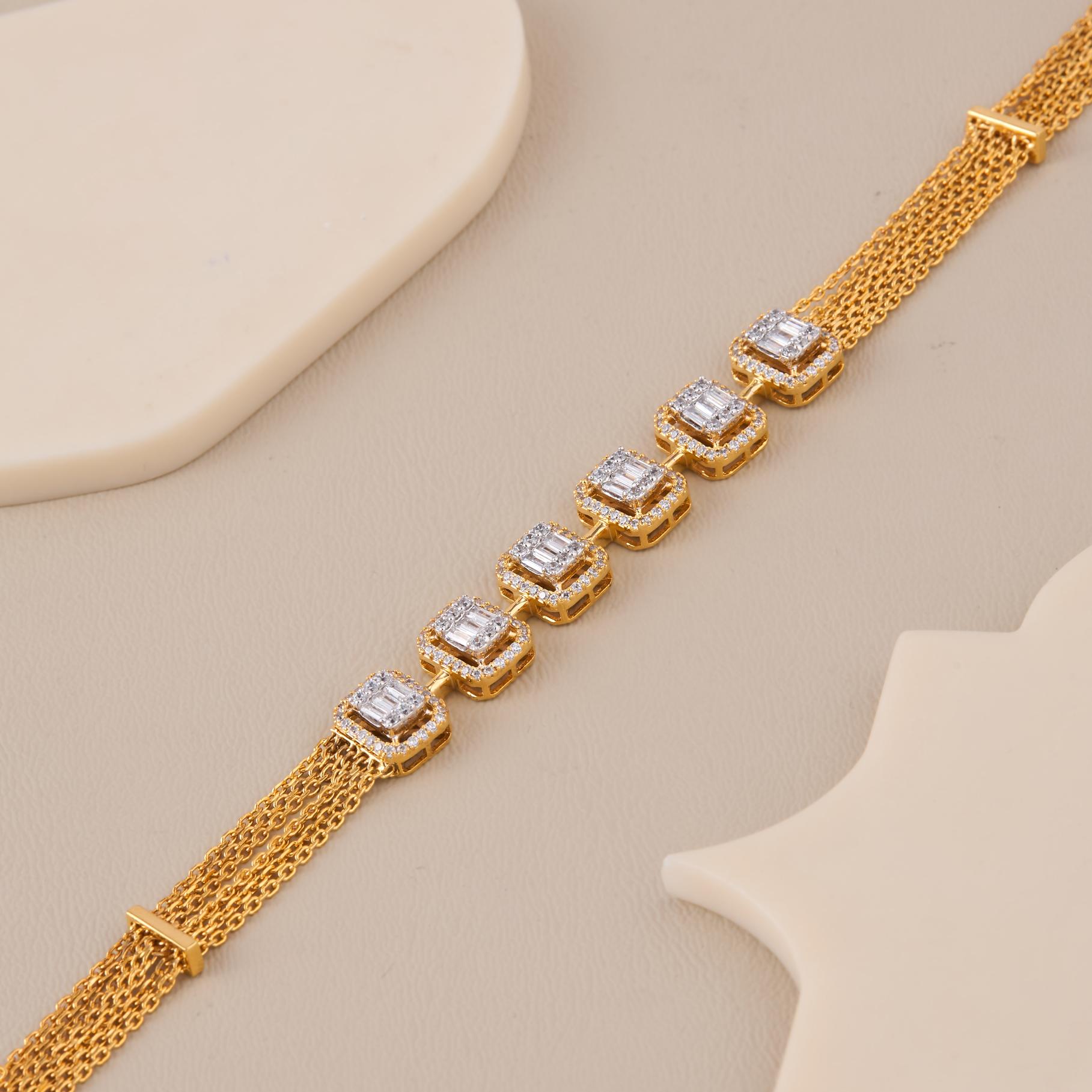 Elara Square Halo Designer Mesh Bracelet - 2