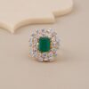 Green Octagon Starburst CZ Ring - 1