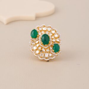 Royal Green Polki Mosaic Ring - 1