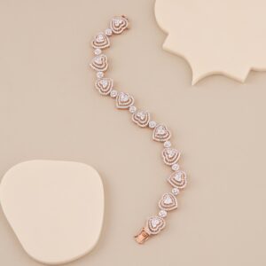 Seraphina Rose Gold Sparkle Heart Bracelet - 1