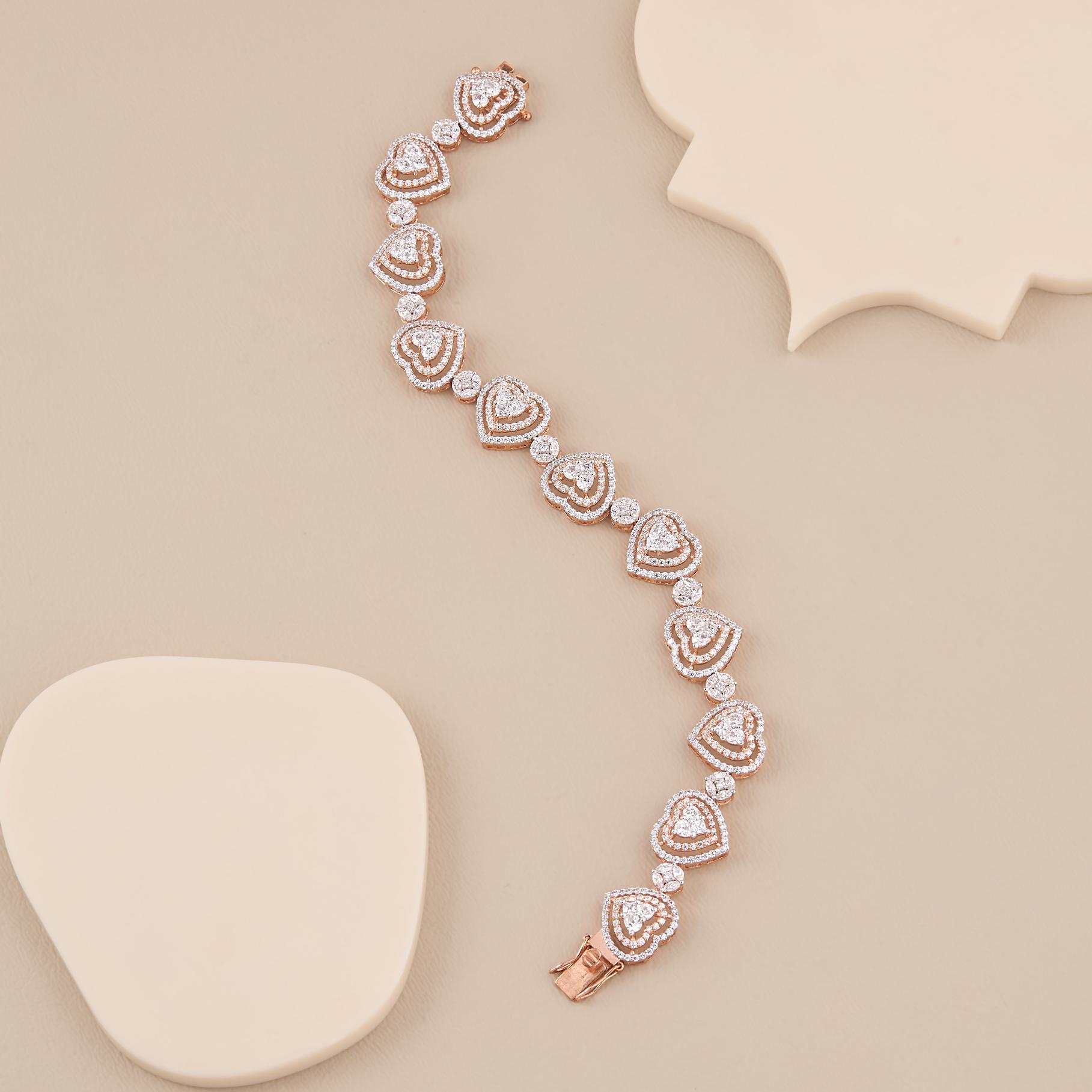 Seraphina Rose Gold Sparkle Heart Bracelet - 1