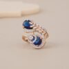 Sapphire Twin Drop Halo Ring - 1