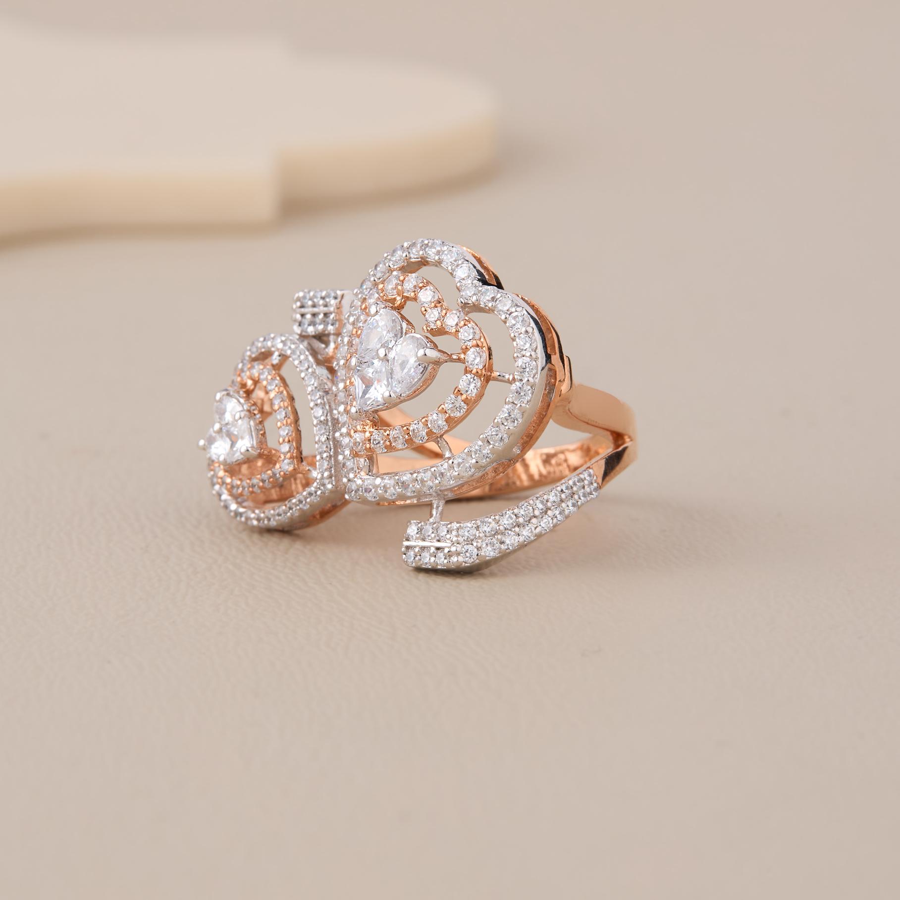 Eternal Hearts Rose Gold Sparkle Ring - 2