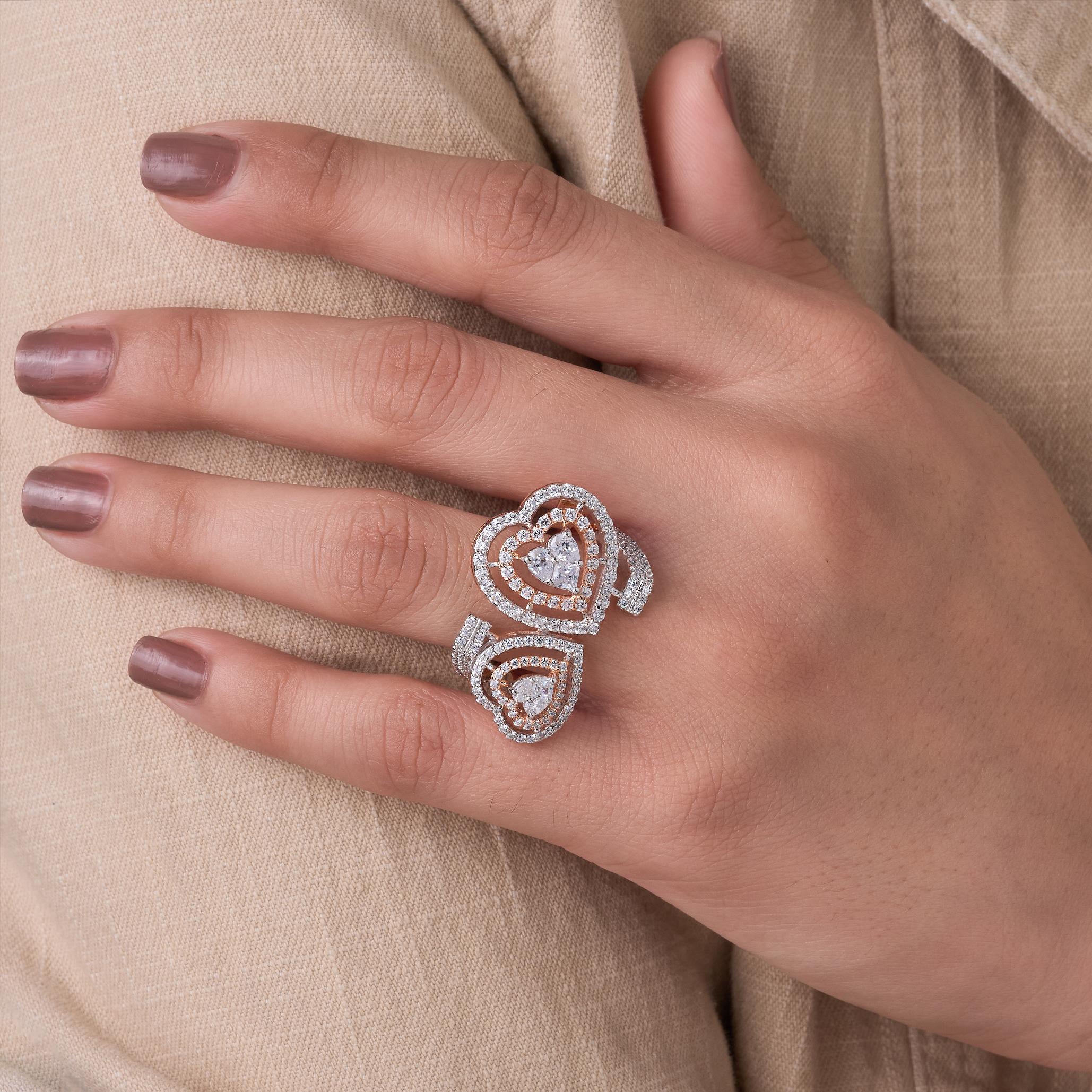 Eternal Hearts Rose Gold Sparkle Ring - 4