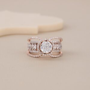 Double Curve Diamond-Look Ring - 1