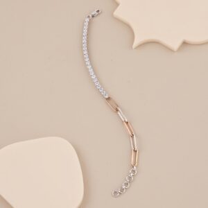 Elara Two-Tone Crystal Link Tennis Bracelet - 1