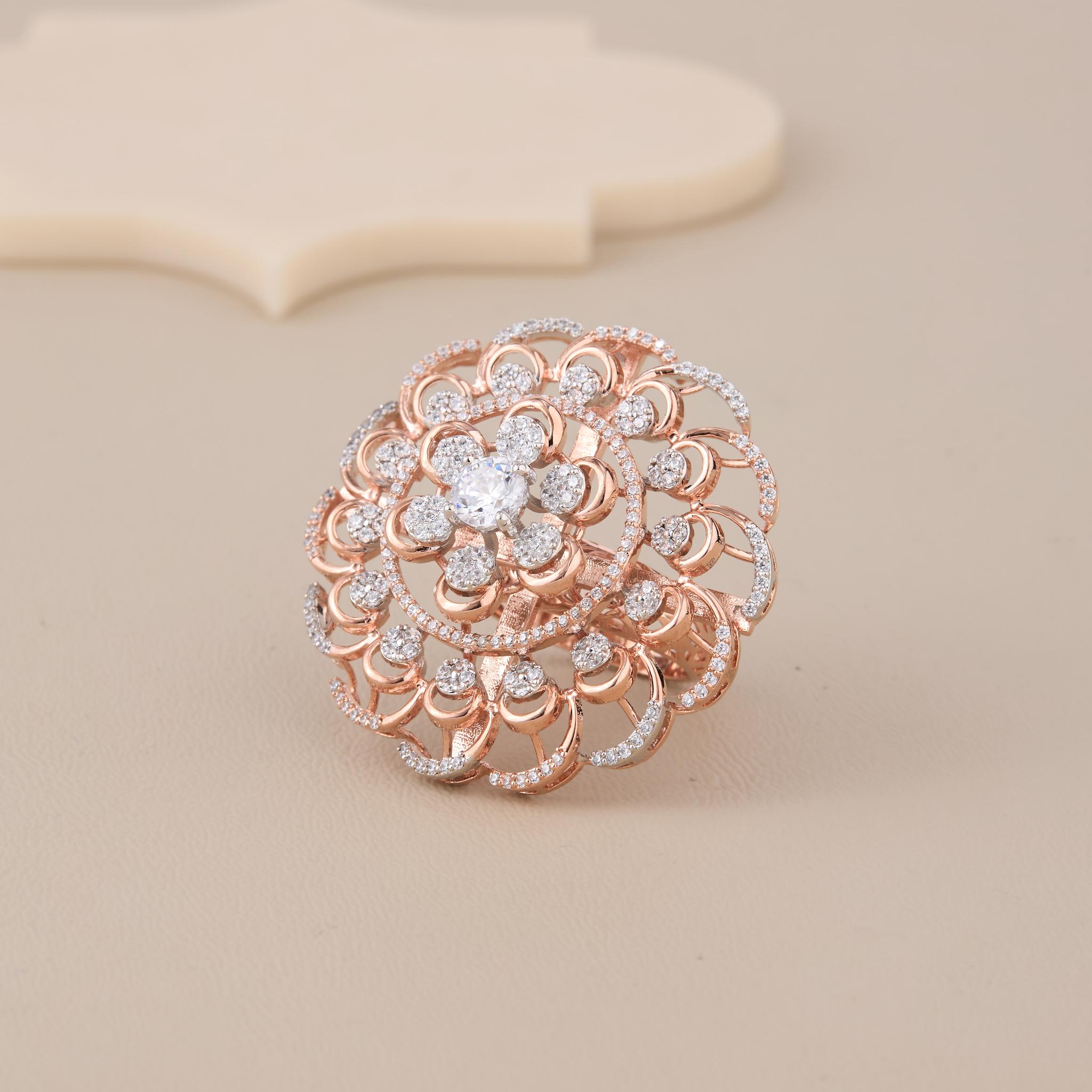 Sculpted Petal Cluster Designer Ring - 2