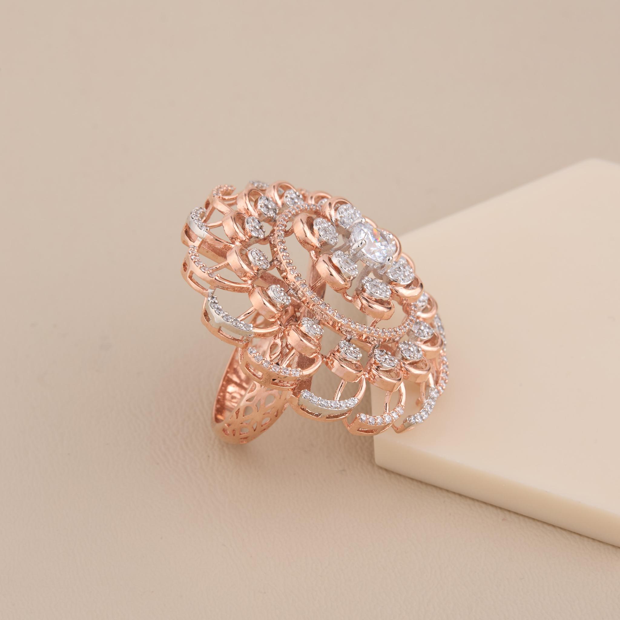 Sculpted Petal Cluster Designer Ring - 3