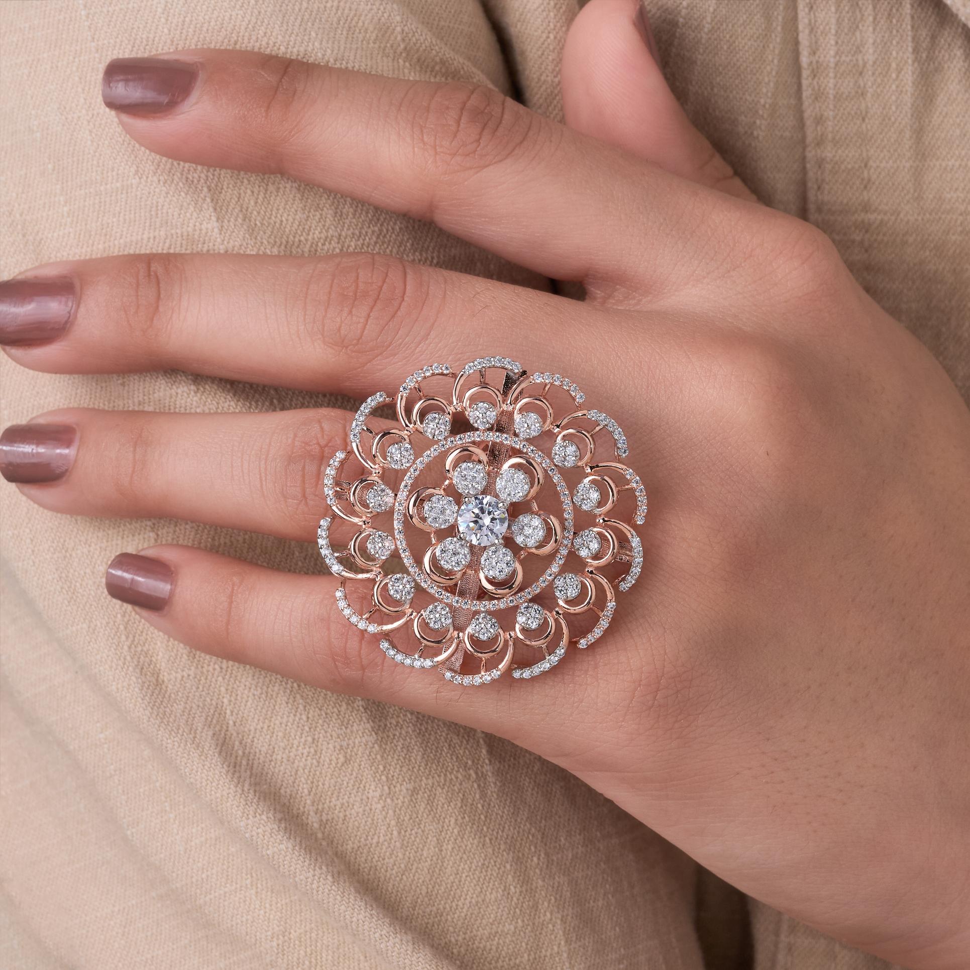 Sculpted Petal Cluster Designer Ring - 4