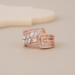 Radiant Curve Multi-Line Sparkle Ring - 1