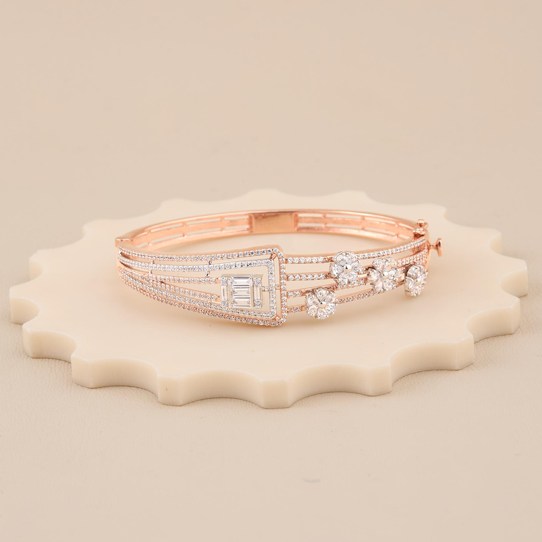 Rose Gold Multi-Line Sparkle Bracelet - 1