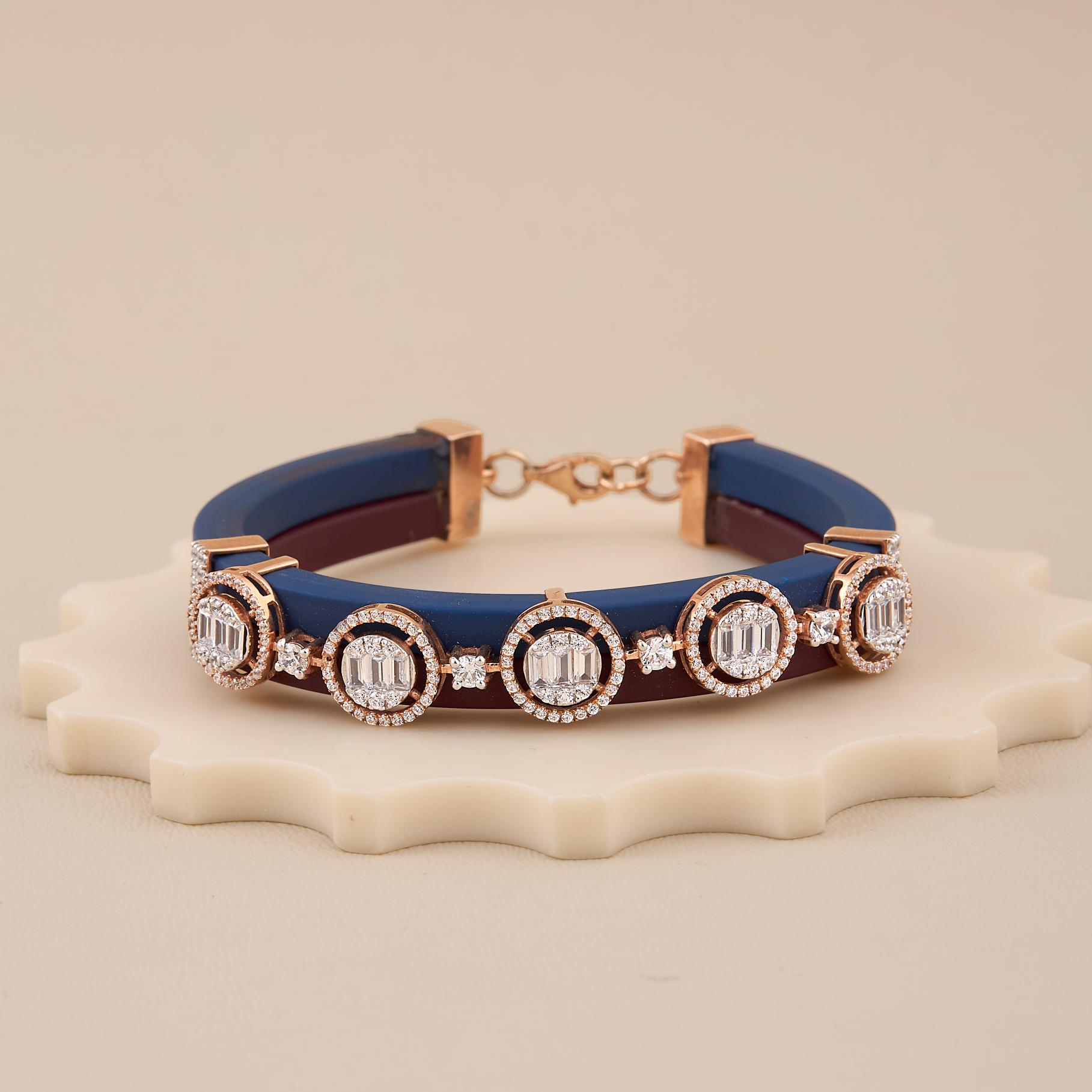 Navy Luxe Rose Gold CZ Bracelet - 1 Navy Luxe Rose Gold CZ Bracelet - 1