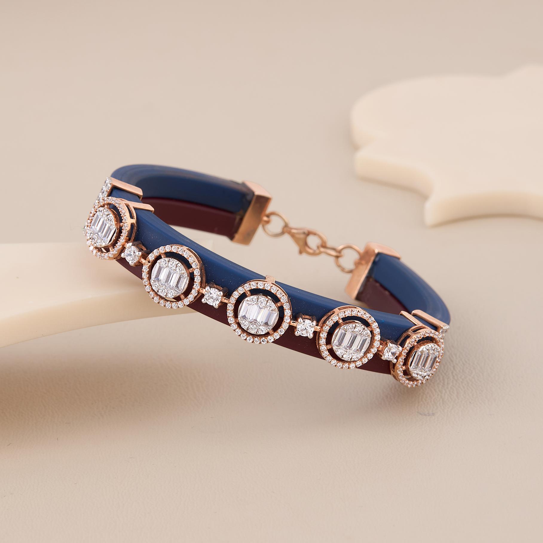 Navy Luxe Rose Gold CZ Bracelet - 2