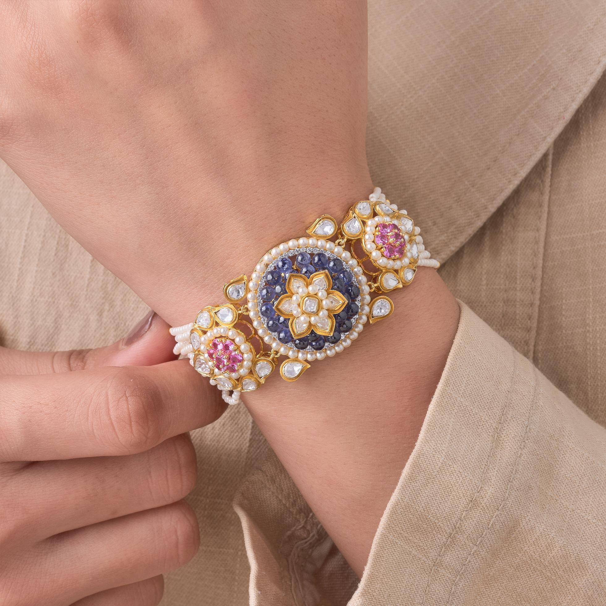Rajvika Multistrand Pearl Designer Bracelet - 4