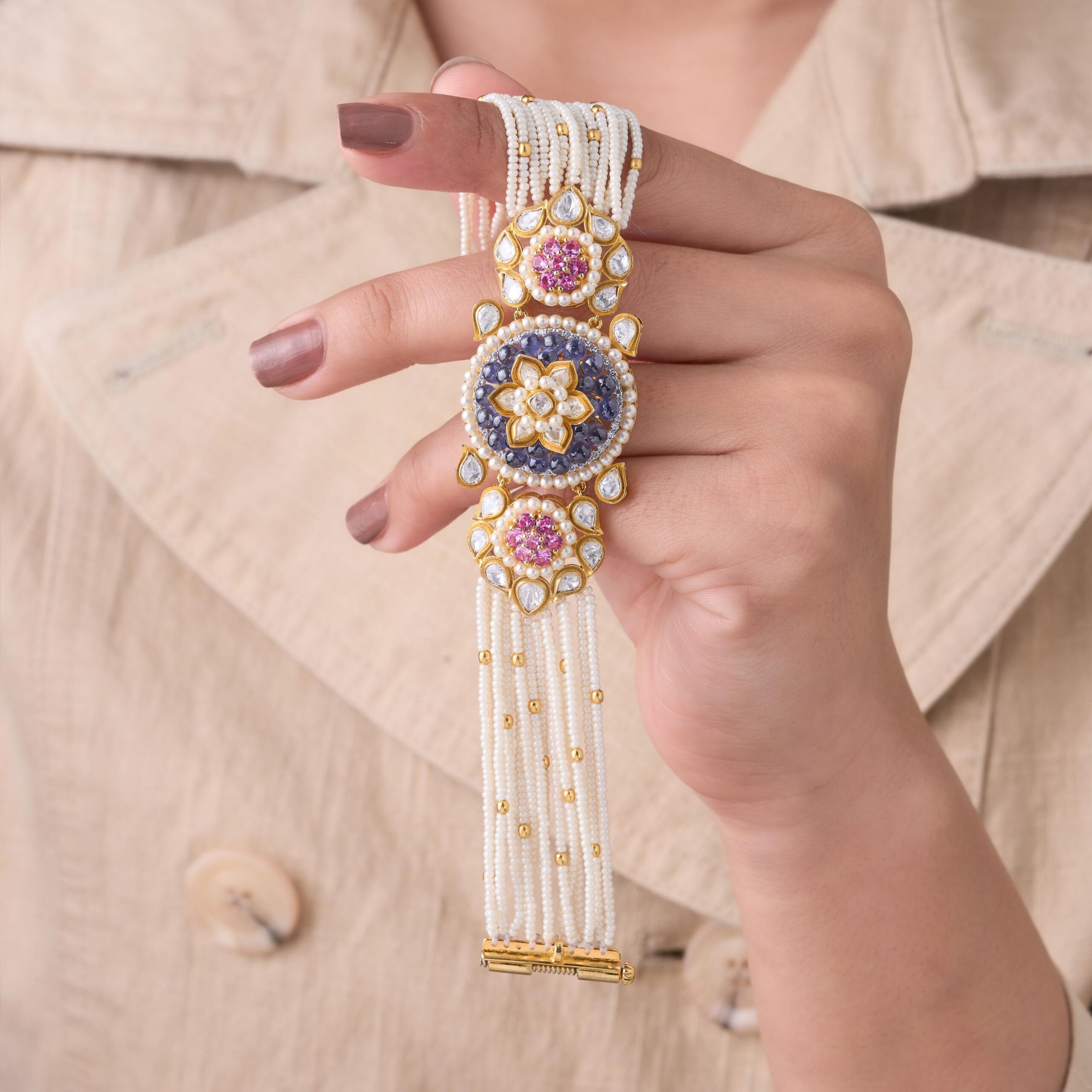 Rajvika Multistrand Pearl Designer Bracelet - 5