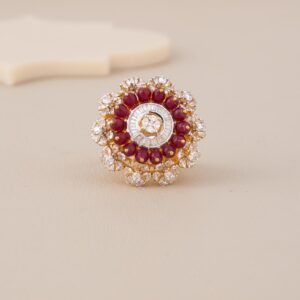 Crimson Petal Baguette Cocktail Ring - 1
