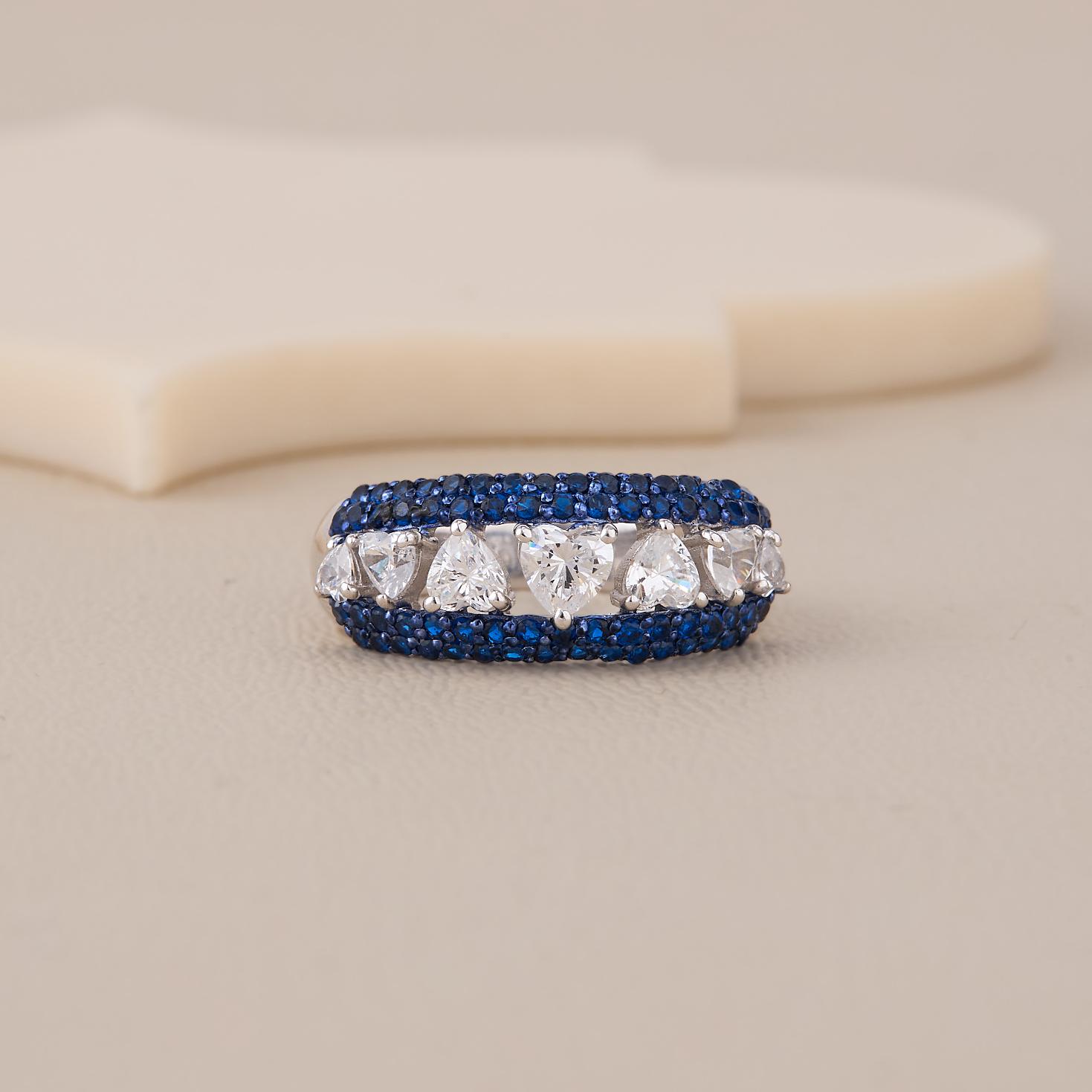 Midnight Blue Mixed-Cut CZ Ring - 1