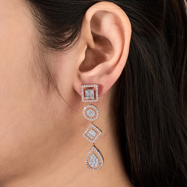 Geometric CZ Dangle Earrings