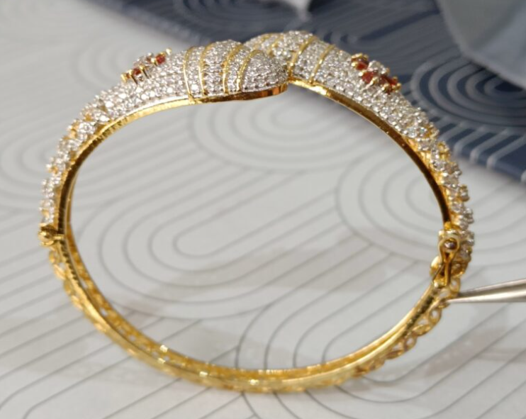Ruby Flower Kada Bracelet